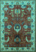 Machine Washable Oriental Turquoise Industrial Area Rugs, wshurb2162turq