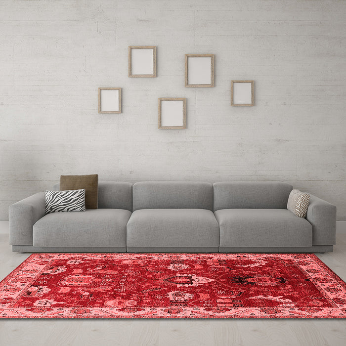 Industrial Red Washable Rugs