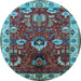 Round Oriental Light Blue Industrial Rug, urb2162lblu