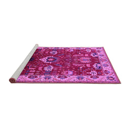 Sideview of Machine Washable Oriental Pink Industrial Rug, wshurb2162pnk