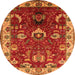 Round Machine Washable Oriental Orange Industrial Area Rugs, wshurb2162org