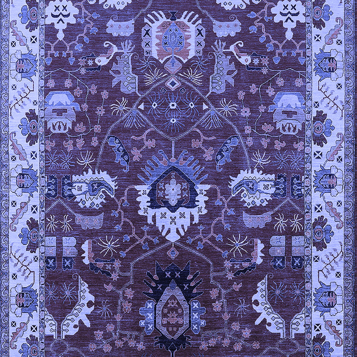 Machine Washable Oriental Blue Industrial Rug, wshurb2162blu