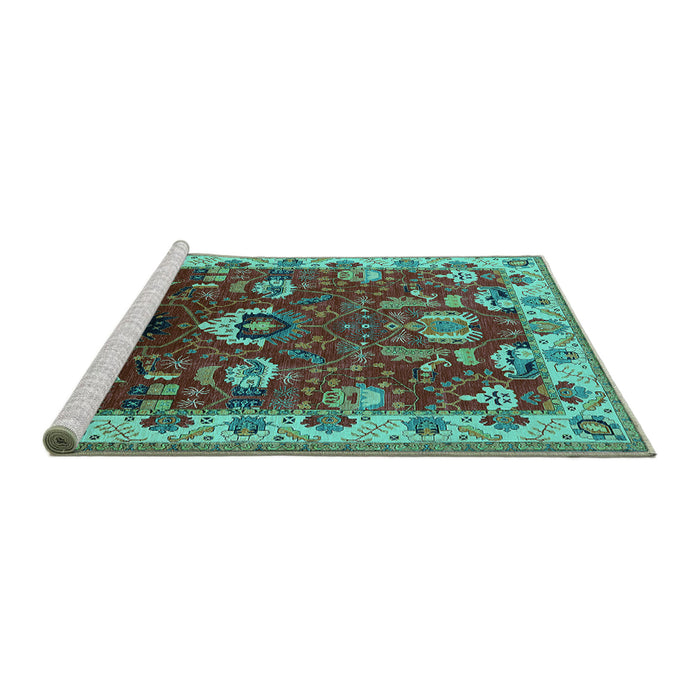 Sideview of Machine Washable Oriental Turquoise Industrial Area Rugs, wshurb2162turq