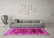 Machine Washable Oriental Pink Industrial Rug in a Living Room, wshurb2162pnk