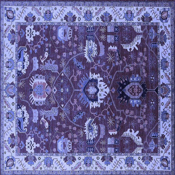 Square Machine Washable Oriental Blue Industrial Rug, wshurb2162blu