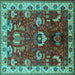 Square Oriental Turquoise Industrial Rug, urb2162turq