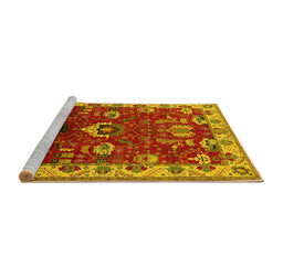 Sideview of Machine Washable Oriental Yellow Industrial Rug, wshurb2162yw