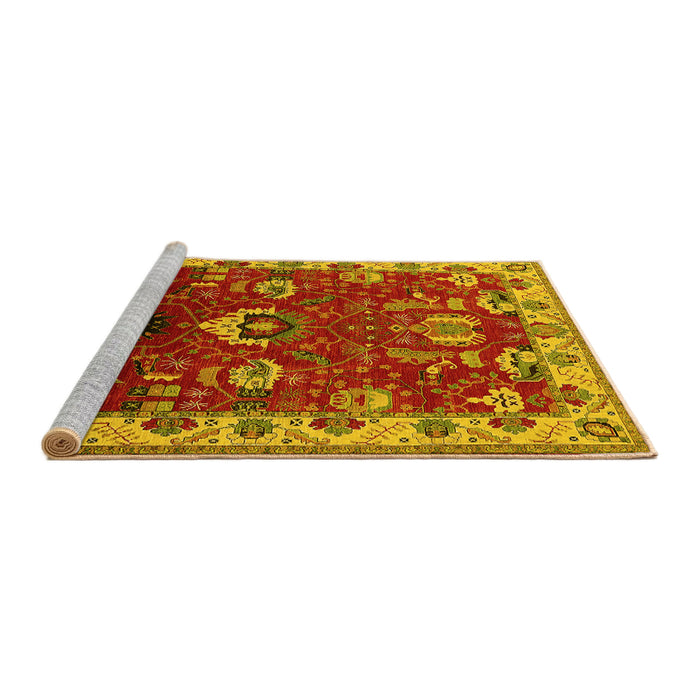 Sideview of Machine Washable Oriental Yellow Industrial Rug, wshurb2162yw