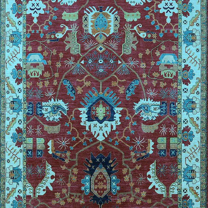 Machine Washable Oriental Light Blue Industrial Rug, wshurb2162lblu