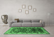 Machine Washable Oriental Emerald Green Industrial Area Rugs in a Living Room,, wshurb2162emgrn