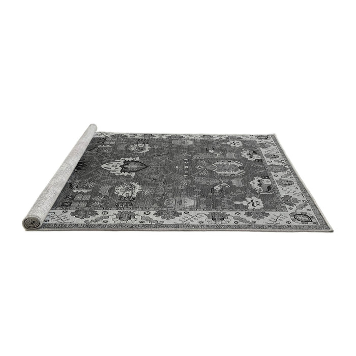 Sideview of Machine Washable Oriental Gray Industrial Rug, wshurb2162gry