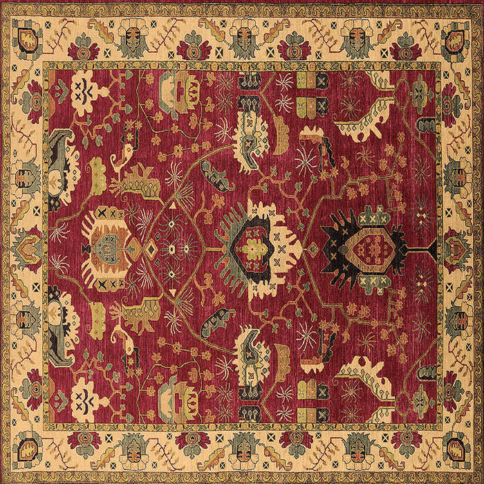 Square Machine Washable Oriental Brown Industrial Rug, wshurb2162brn