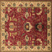 Square Machine Washable Oriental Brown Industrial Rug, wshurb2162brn