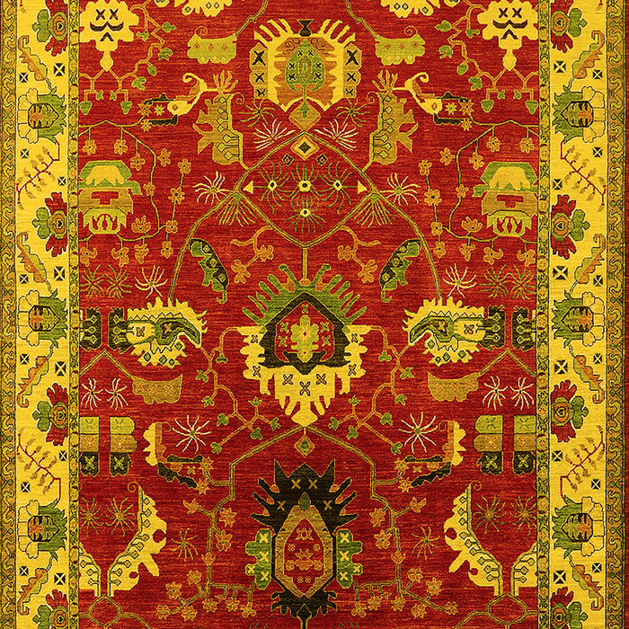 Machine Washable Oriental Yellow Industrial Rug, wshurb2162yw