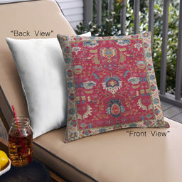 Front View of Mid-Century Modern Urban Square Camel Brown Throw Pillow, 18 inch by 18 inch, pwurb2162