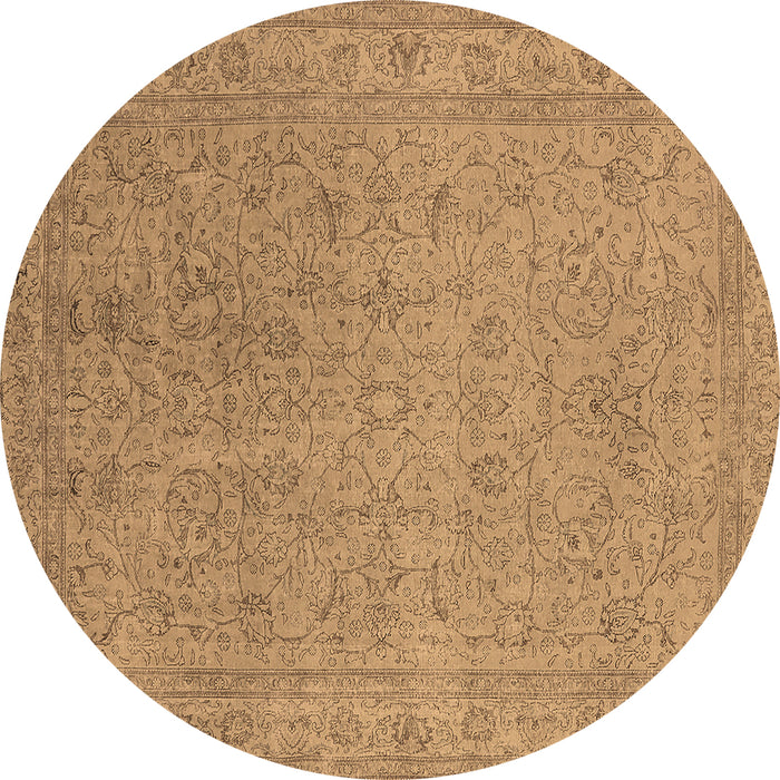 Round Oriental Brown Industrial Rug, urb2163brn