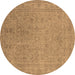 Round Oriental Brown Industrial Rug, urb2163brn