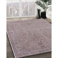 Mid-Century Modern Silver Pink Oriental Rug, urb2163