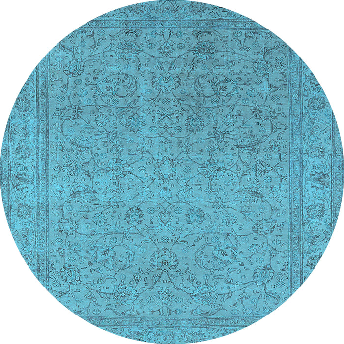 Round Oriental Light Blue Industrial Rug, urb2163lblu