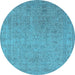 Round Oriental Light Blue Industrial Rug, urb2163lblu