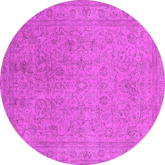 Round Machine Washable Oriental Pink Industrial Rug, wshurb2163pnk