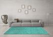 Machine Washable Oriental Turquoise Industrial Area Rugs in a Living Room,, wshurb2163turq