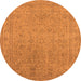 Round Machine Washable Oriental Orange Industrial Area Rugs, wshurb2163org