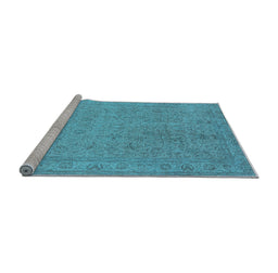 Sideview of Machine Washable Oriental Light Blue Industrial Rug, wshurb2163lblu