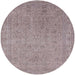 Round Mid-Century Modern Silver Pink Oriental Rug, urb2163