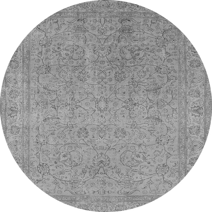 Round Machine Washable Oriental Gray Industrial Rug, wshurb2163gry