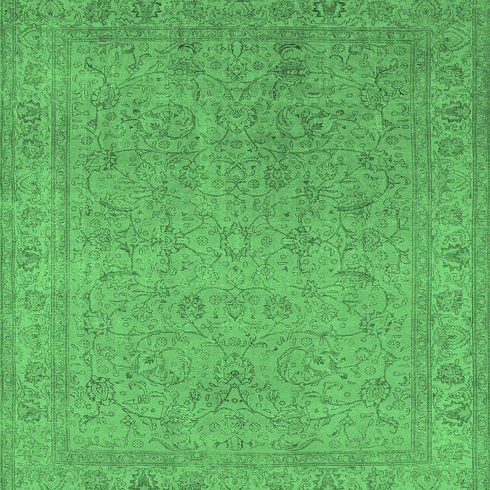 Square Machine Washable Oriental Emerald Green Industrial Area Rugs, wshurb2163emgrn