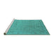 Sideview of Machine Washable Oriental Turquoise Industrial Area Rugs, wshurb2163turq