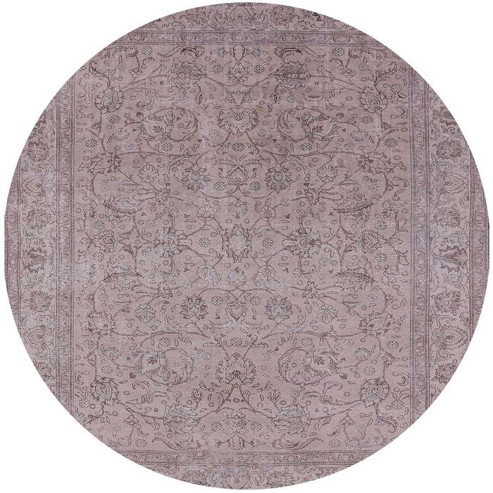 Round Machine Washable Industrial Modern Silver Pink Rug, wshurb2163