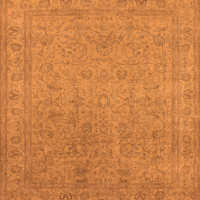 Square Machine Washable Oriental Orange Industrial Area Rugs, wshurb2163org