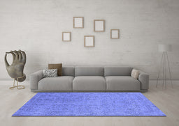 Machine Washable Oriental Blue Industrial Rug in a Living Room, wshurb2163blu