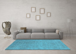 Machine Washable Oriental Light Blue Industrial Rug in a Living Room, wshurb2163lblu