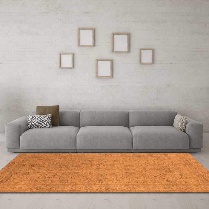 Machine Washable Oriental Orange Industrial Area Rugs in a Living Room, wshurb2163org