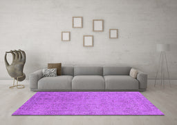 Machine Washable Oriental Purple Industrial Area Rugs in a Living Room, wshurb2163pur