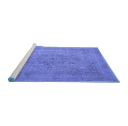 Sideview of Machine Washable Oriental Blue Industrial Rug, wshurb2164blu