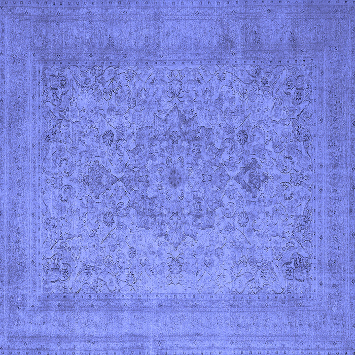 Square Machine Washable Oriental Blue Industrial Rug, wshurb2164blu