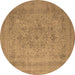 Round Oriental Brown Industrial Rug, urb2164brn