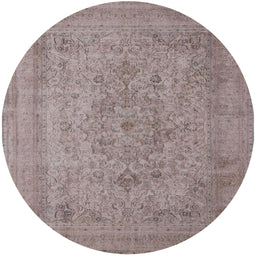 Round Mid-Century Modern Rose Purple Oriental Rug, urb2164