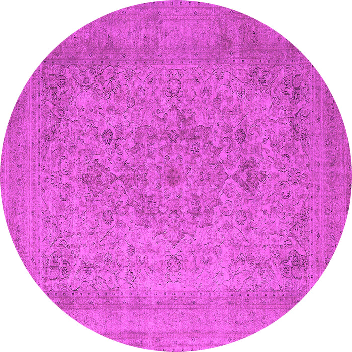 Round Machine Washable Oriental Pink Industrial Rug, wshurb2164pnk