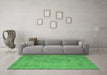 Machine Washable Oriental Emerald Green Industrial Area Rugs in a Living Room,, wshurb2164emgrn