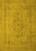 Machine Washable Oriental Yellow Industrial Rug, wshurb2164yw