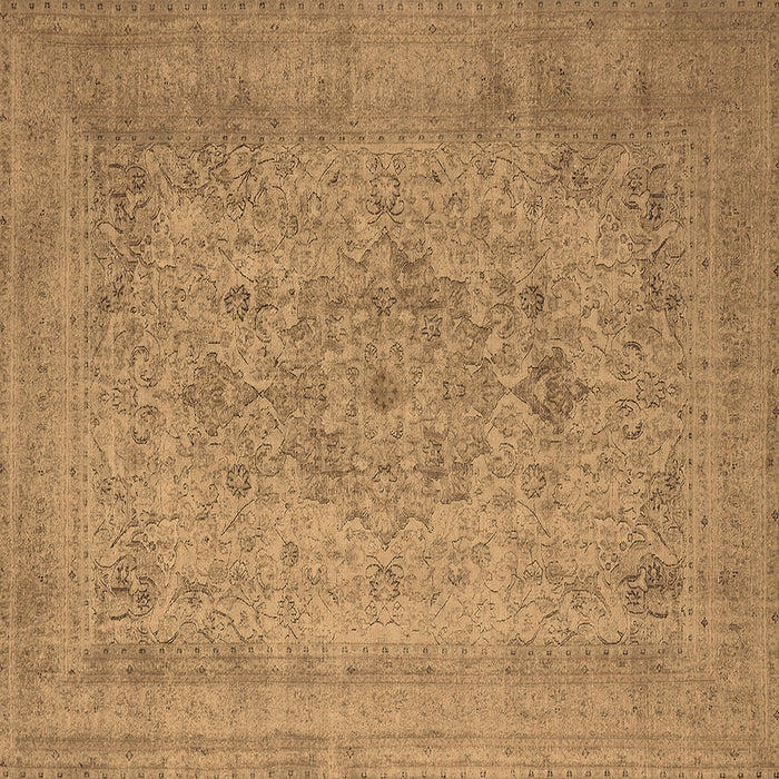 Square Machine Washable Oriental Brown Industrial Rug, wshurb2164brn