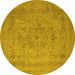 Round Oriental Yellow Industrial Rug, urb2164yw