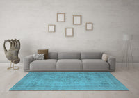 Machine Washable Oriental Light Blue Industrial Rug, wshurb2164lblu