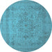 Round Oriental Light Blue Industrial Rug, urb2164lblu