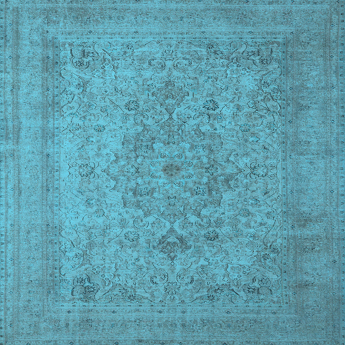 Square Machine Washable Oriental Light Blue Industrial Rug, wshurb2164lblu